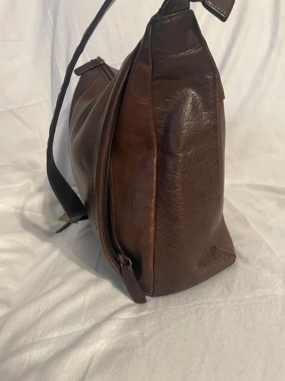 Rolfs Brown Leather Messenger Bag with Adjustable Strap